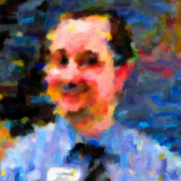 Abstract impressionist painting of a unix forum administrator.