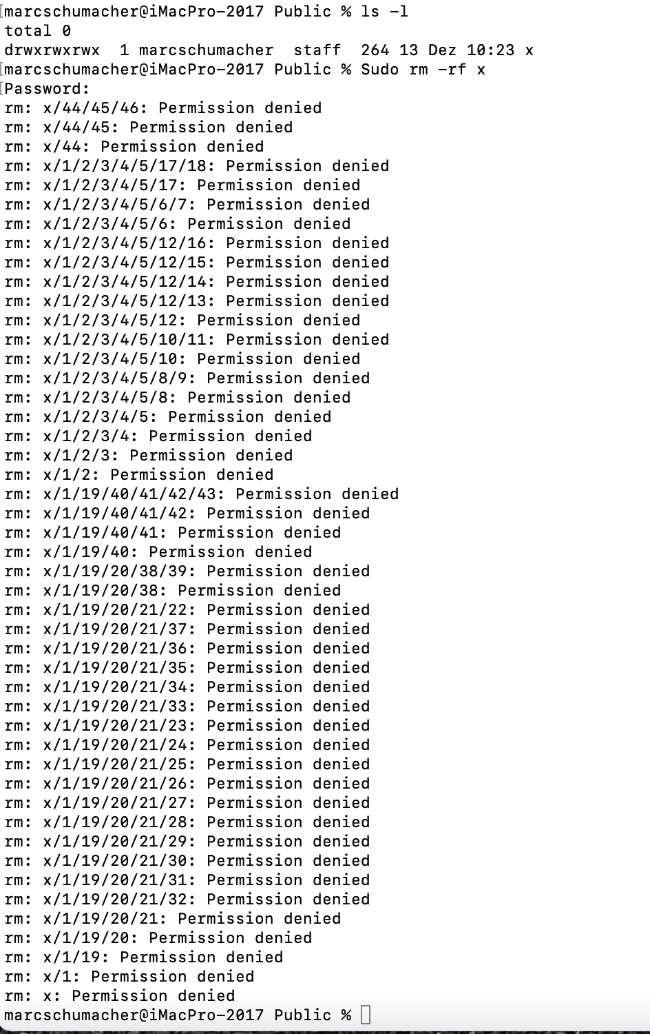 Cannot delete (rm -rf) directory (even with sudo). I&rsquo;m the owner 